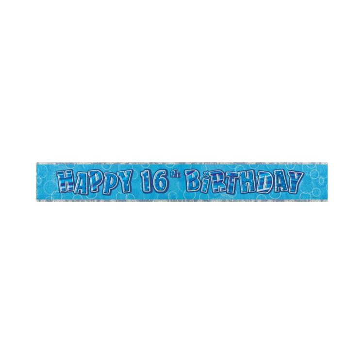 Party banner prismatic pentru aniversare 16 ani Happy Birthday