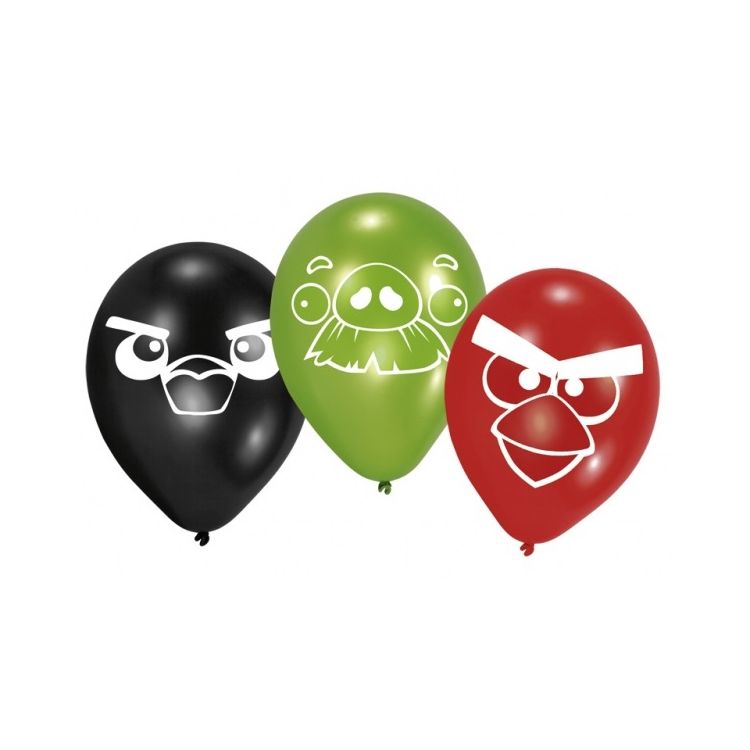 Set de 6 baloane latex inscriptionate Angry Birds
