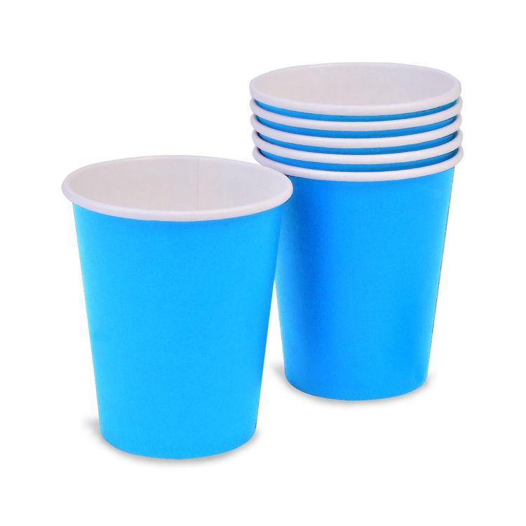 Pahare bleu din carton pentru party la set de 10 pahare de 270 ml