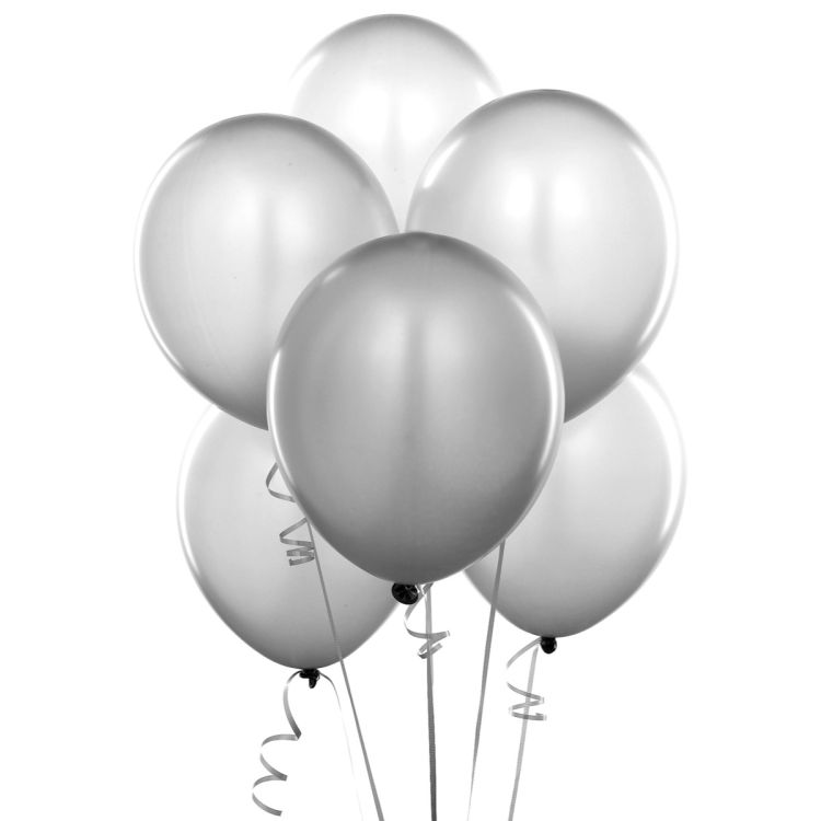 100 Baloane latex argintii Decohelium Metallic - 27 cm